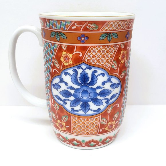 Imari Crest Otagiri Mugs Japan Gold Rim Red Blue Vintage Asian Lot Set x3 - Picture 9 of 12